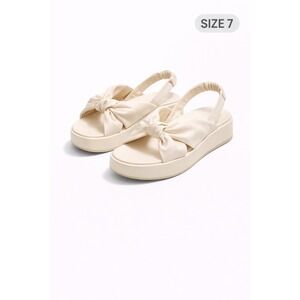 LC Lauren Conrad Sumana Bone Platform Sandals Womens 7‎ Knotted Slingback Cream